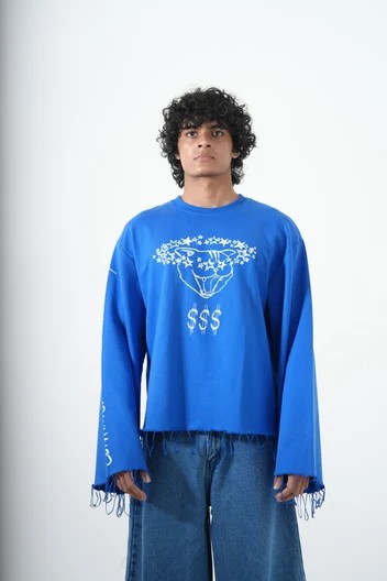 MANACA Royal Blue Bell-Sleeve Tee