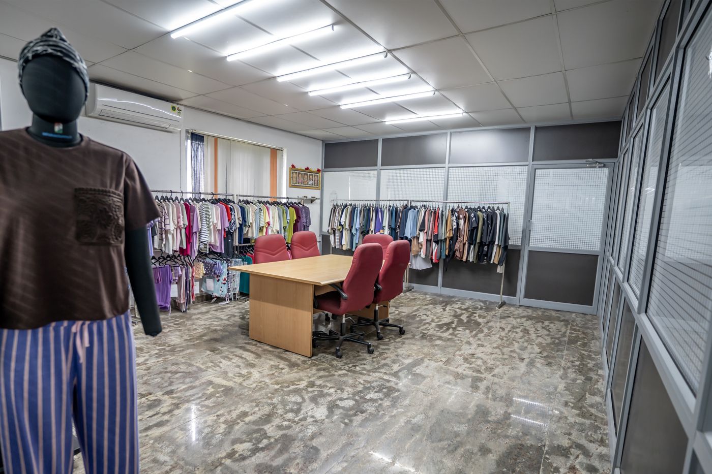 Buyer showroom with sample racks